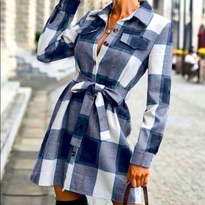 Plaid Tie Waist Dress / Jacket